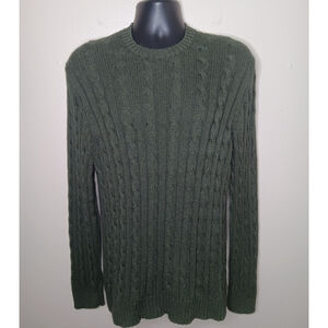 VTG Y2K GAP Men’s XL Fisherman Sweater Cable Knit Crewneck Green Cotton Cashmere